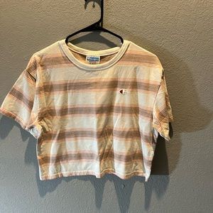 Champion striped crop tee size medium